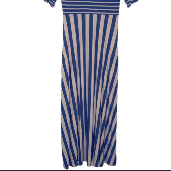 Matida Jane Blue/ White Striped Maxi Dress W/ Pockets Small - Picture 2 of 11